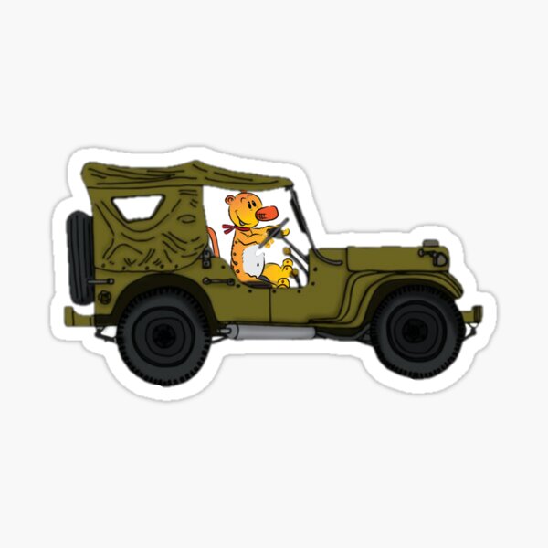 Whimsical dogs in a Jeep Art Print-Jeep Art-Dog Art