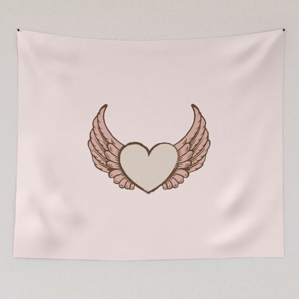 Aperçu de l'œuvre Coeur ailé à plumes roses créée et vendue par KadreeDesigns.