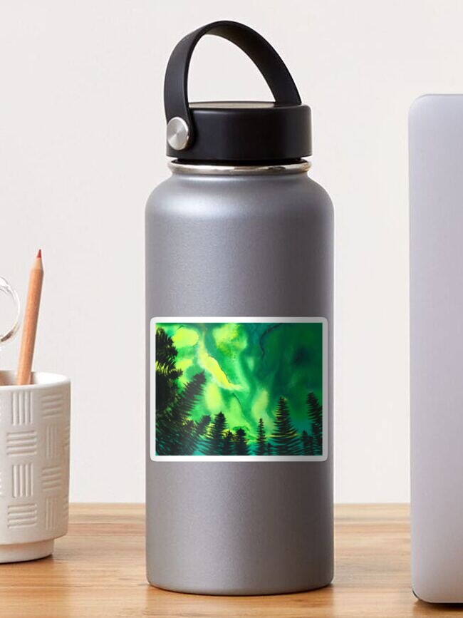 Thumbnail 1 of 3, Sticker, Green Aurora Borealis designed and sold by Chrissy34780.