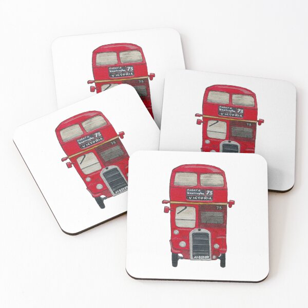 Item preview, London bus illustration - London Double Decker - in watercolor designed and sold by Malu-Iriarte.