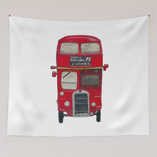 Item preview, London bus illustration - London Double Decker - in watercolor designed and sold by Malu-Iriarte.