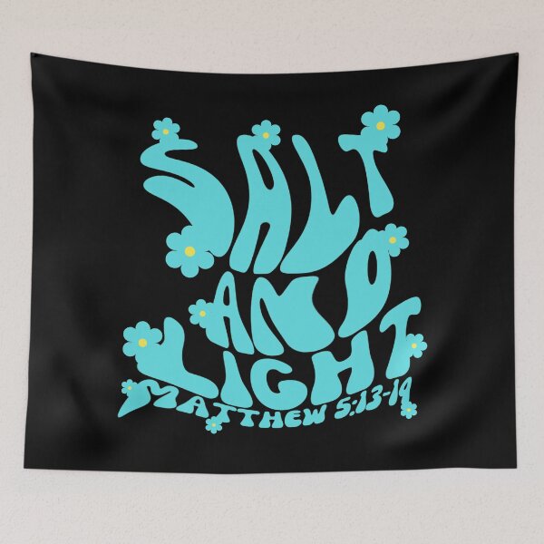 Item preview, Salt and light of the earth Christian Bible verse Matthew 5:13-14 fluid liquid bubble letter aqua blue aesthetic font designed and sold by Emily Roberts.