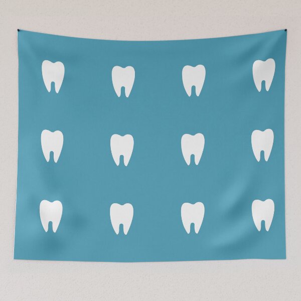 Item preview, Blue teeth pattern. Cute tooth art. dental tooth design designed and sold by Denisse diseno.