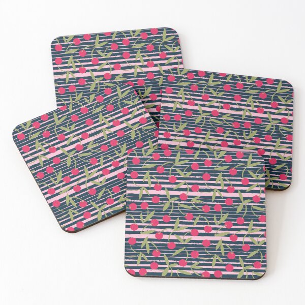 Item preview, vintage cherry pattern retro collection, Spring Cherry Berries, sweet cherry berries pattern, cherry striped, gift for healthy fruit lovers designed and sold by Dotsby.