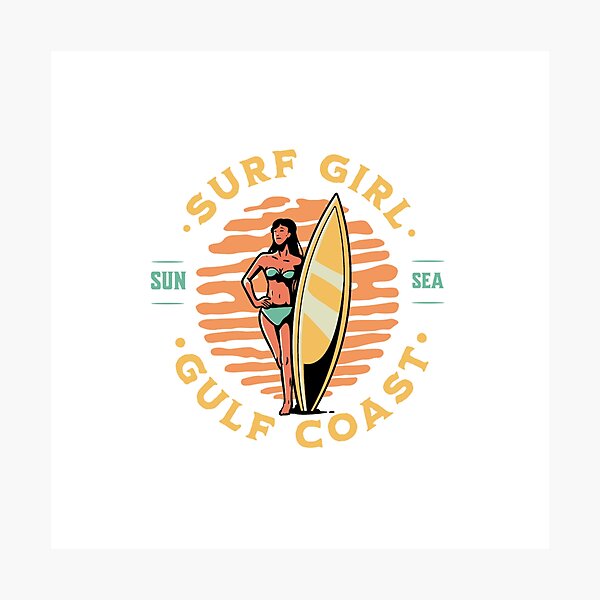 Item preview, Beach Surfer Girl Florida Texas Surfing designed and sold by CattlettArt.