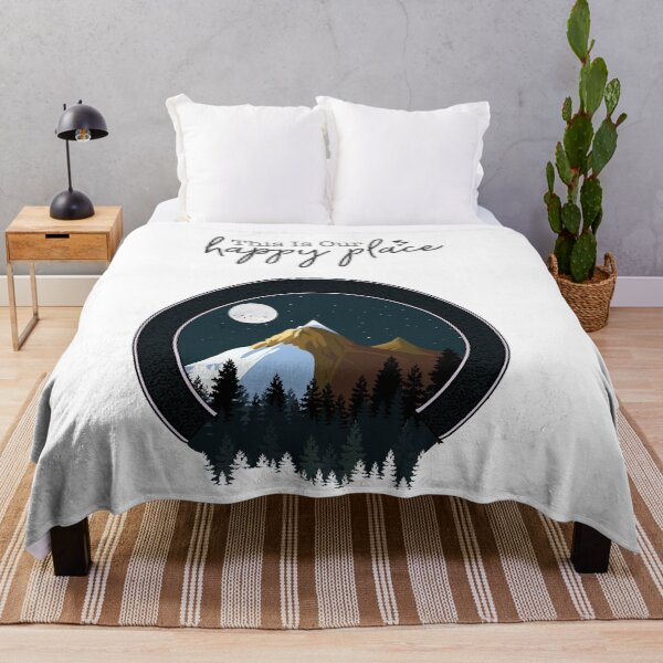 Item preview, This is our Happy Place - Rounded landscape of mountains, trees and moon designed and sold by Mechanical-Artt.