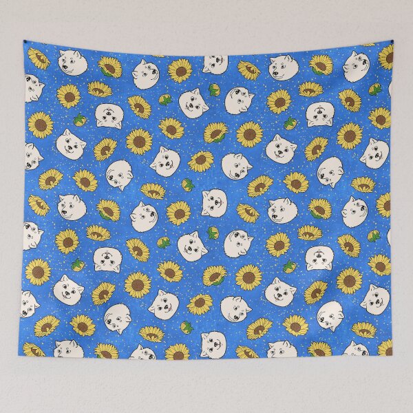 Item preview, White Hokkaido Faces and Himawari Sunflowers Pattern (All-Over Print) designed and sold by HokkaidoHANA.