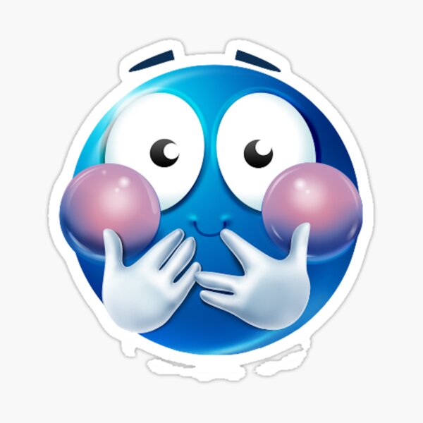 blue emoji holding laughter meme Sticker