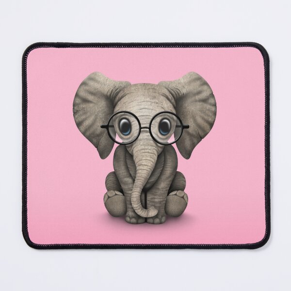 Item preview, Cute Baby Elephant Calf with Reading Glasses on Pink designed and sold by JeffBartels.