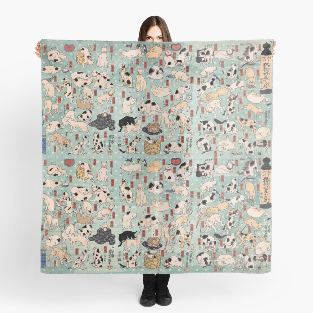 "Ukiyo-e Cats by Utagawa Kuniyoshi (1798-1861)" Scarf by t-shatsuclub ...