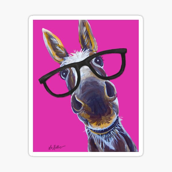 "Funny Donkey art, Donkey with glasses" Sticker for Sale by