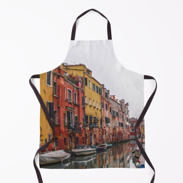Item preview, Colorful pink and orange Italian houses & Boats in venetian canals designed and sold by anisbbmbrush.