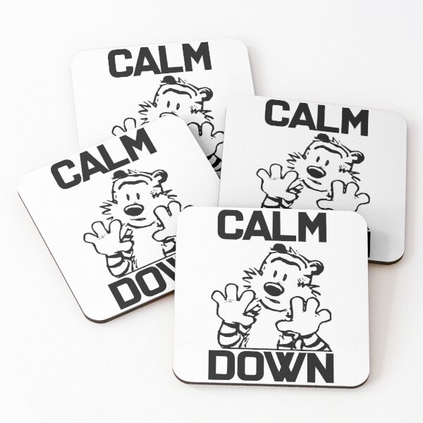 Item preview, CALVIN and HOBBES CALM DOWN Funny Stuffed Tiger Cartoon T-Shirt Coffee Mug Apparel Hoodie Sticker Ma designed and sold by ChloeBartley.