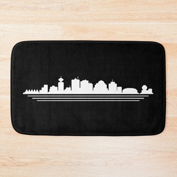 Aperçu de l'œuvre  Vancouver Skyline Pixelart (blanc) créée et vendue par ponderingpixel.