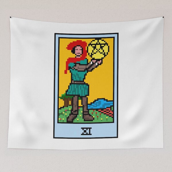 Item preview, Wait, is this pixel art tarot? White - Minor Arcana 'Page of Pentacles' (Design for T-shirt, stickers and other accessories) designed and sold by Pixel Waite.