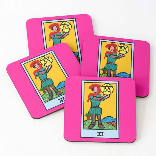 Item preview, Wait, is this pixel art tarot? Pink - Minor Arcana 'Page of Pentacles' (Design for T-shirt, stickers and other accessories) designed and sold by Pixel Waite.