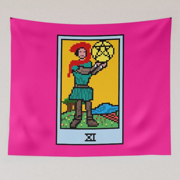 Item preview, Wait, is this pixel art tarot? Pink - Minor Arcana 'Page of Pentacles' (Design for T-shirt, stickers and other accessories) designed and sold by Pixel Waite.