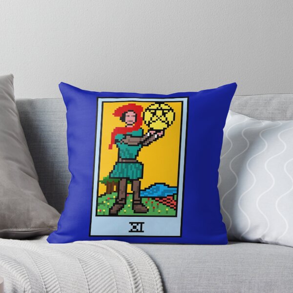 Item preview, Wait, is this pixel art tarot? Blue - Minor Arcana 'Page of Pentacles' (Design for T-shirt, stickers and other accessories) designed and sold by Pixel Waite.