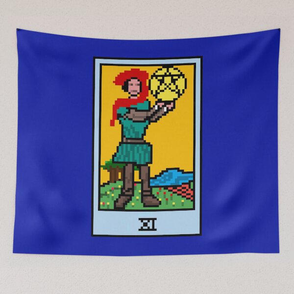 Item preview, Wait, is this pixel art tarot? Blue - Minor Arcana 'Page of Pentacles' (Design for T-shirt, stickers and other accessories) designed and sold by Pixel Waite.
