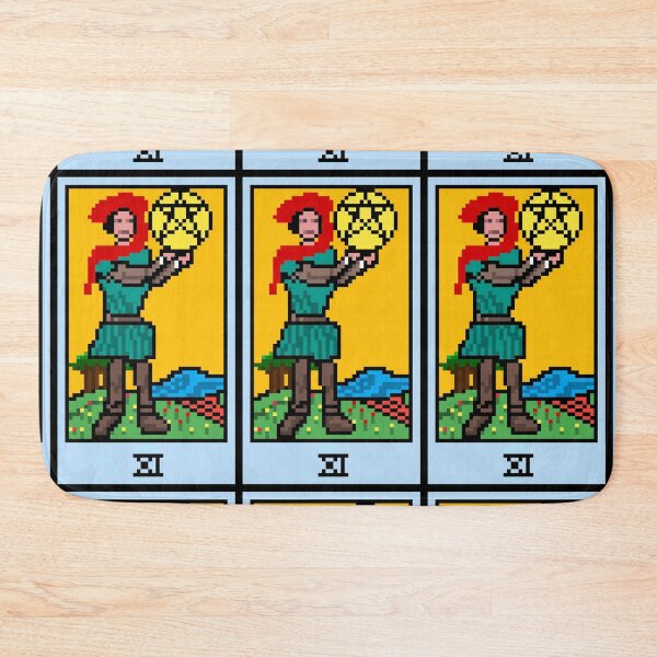 Item preview, Wait, is this pixel art tarot? Yellow - Minor Arcana 'Page of Pentacles' (Design for T-shirt, stickers and other accessories) designed and sold by Pixel Waite.