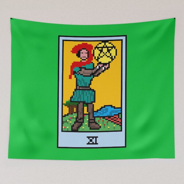 Item preview, Wait, is this pixel art tarot? Green - Minor Arcana 'Page of Pentacles' (Design for T-shirt, stickers and other accessories) designed and sold by Pixel Waite.