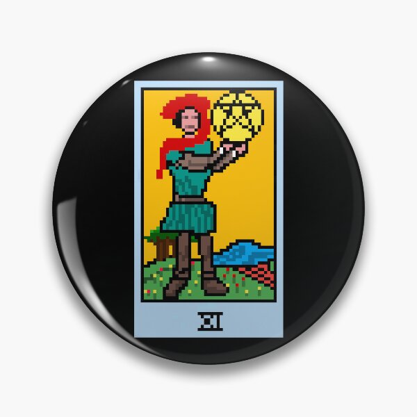 Item preview, Wait, is this pixel art tarot? Black - Minor Arcana 'Page of Pentacles' (Design for T-shirt, stickers and other accessories) designed and sold by Pixel Waite.