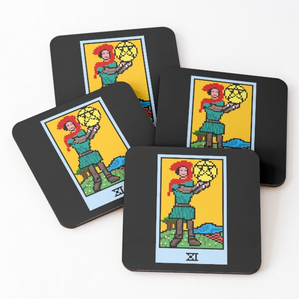 Item preview, Wait, is this pixel art tarot? Black - Minor Arcana 'Page of Pentacles' (Design for T-shirt, stickers and other accessories) designed and sold by Pixel Waite.