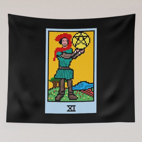 Item preview, Wait, is this pixel art tarot? Black - Minor Arcana 'Page of Pentacles' (Design for T-shirt, stickers and other accessories) designed and sold by Pixel Waite.
