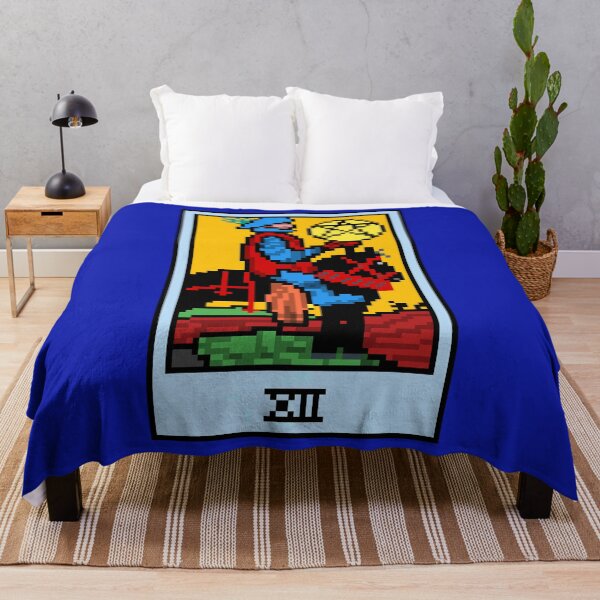 Item preview, Wait, is this pixel art tarot? Blue - Minor Arcana 'Knight of Pentacles' (Design for T-shirt, stickers and other accessories) designed and sold by Pixel Waite.