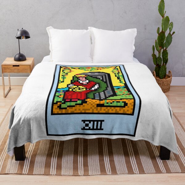 Item preview, Wait, is this pixel art tarot? White - Minor Arcana 'Queen of Pentacles' (Design for T-shirt, stickers and other accessories) designed and sold by Pixel Waite.