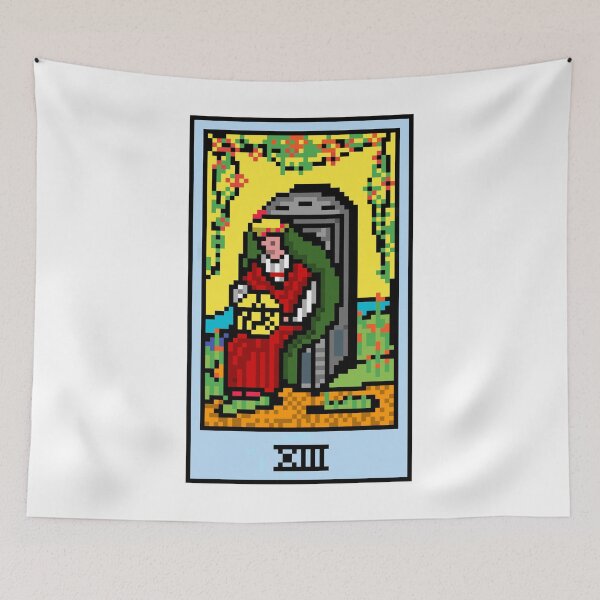 Item preview, Wait, is this pixel art tarot? White - Minor Arcana 'Queen of Pentacles' (Design for T-shirt, stickers and other accessories) designed and sold by Pixel Waite.