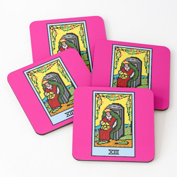 Item preview, Wait, is this pixel art tarot? Pink - Minor Arcana 'Queen of Pentacles' (Design for T-shirt, stickers and other accessories) designed and sold by Pixel Waite.