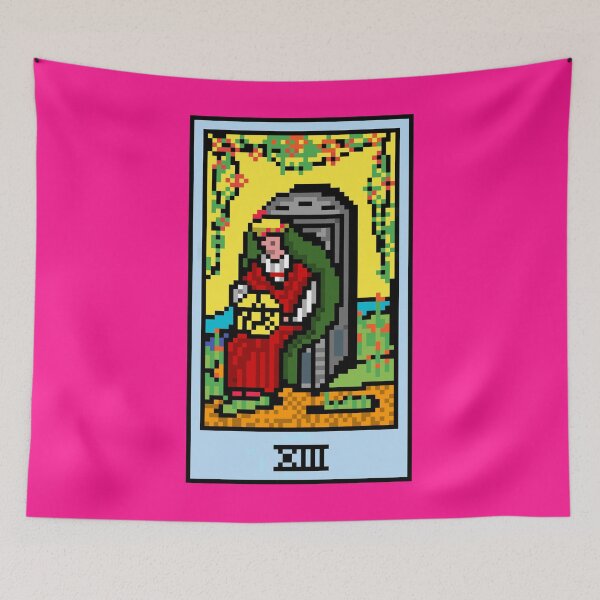 Item preview, Wait, is this pixel art tarot? Pink - Minor Arcana 'Queen of Pentacles' (Design for T-shirt, stickers and other accessories) designed and sold by Pixel Waite.