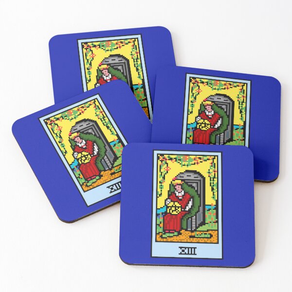 Item preview, Wait, is this pixel art tarot? Blue - Minor Arcana 'Queen of Pentacles' (Design for T-shirt, stickers and other accessories) designed and sold by Pixel Waite.