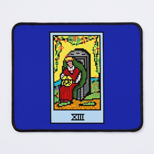 Item preview, Wait, is this pixel art tarot? Blue - Minor Arcana 'Queen of Pentacles' (Design for T-shirt, stickers and other accessories) designed and sold by Pixel Waite.