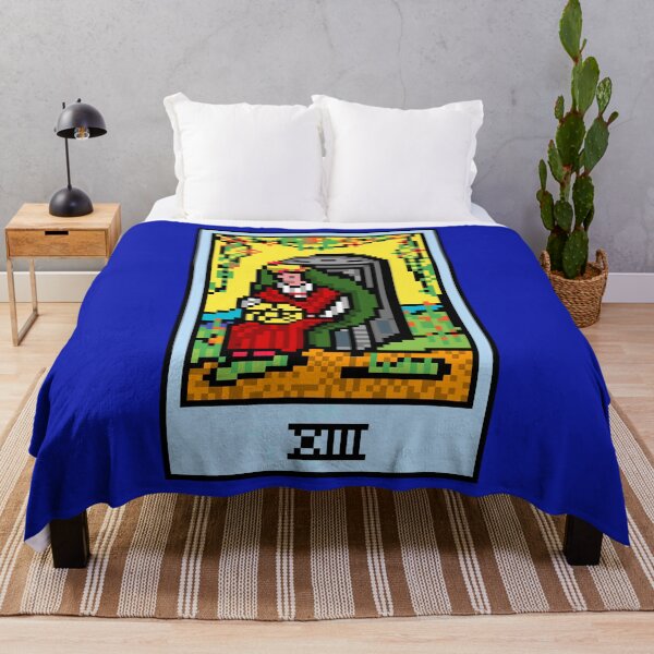 Item preview, Wait, is this pixel art tarot? Blue - Minor Arcana 'Queen of Pentacles' (Design for T-shirt, stickers and other accessories) designed and sold by Pixel Waite.