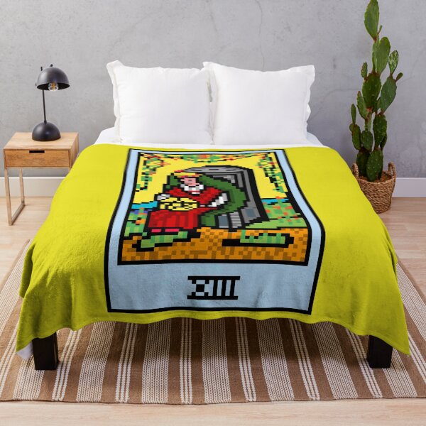 Item preview, Wait, is this pixel art tarot? Yellow - Minor Arcana 'Queen of Pentacles' (Design for T-shirt, stickers and other accessories) designed and sold by Pixel Waite.