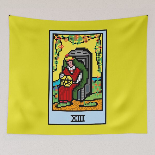 Item preview, Wait, is this pixel art tarot? Yellow - Minor Arcana 'Queen of Pentacles' (Design for T-shirt, stickers and other accessories) designed and sold by Pixel Waite.