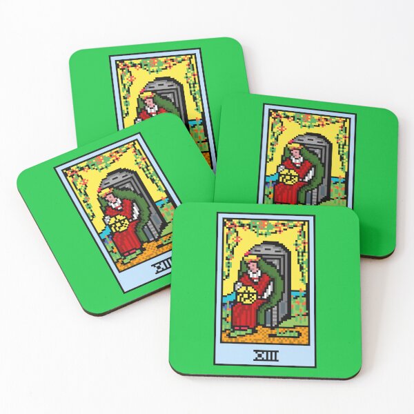 Item preview, Wait, is this pixel art tarot? Green - Minor Arcana 'Queen of Pentacles' (Design for T-shirt, stickers and other accessories) designed and sold by Pixel Waite.