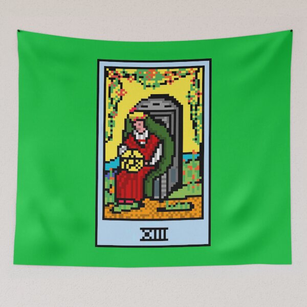 Item preview, Wait, is this pixel art tarot? Green - Minor Arcana 'Queen of Pentacles' (Design for T-shirt, stickers and other accessories) designed and sold by Pixel Waite.