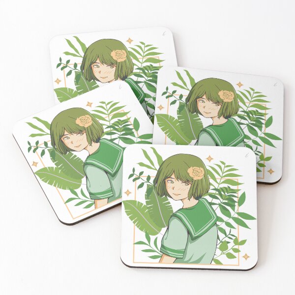 Item preview, Girl anime japanese style soft green flowers plants designed and sold by streetMugs.