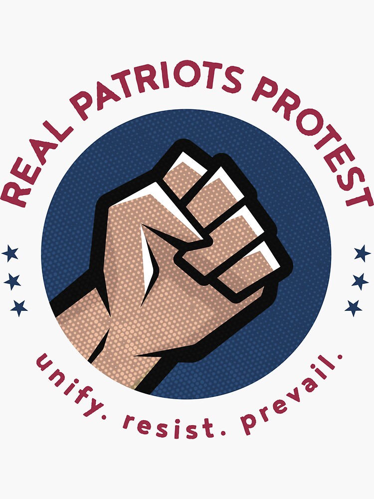 Thumbnail 3 of 3, Sticker, Real Patriots Protest - Unify. Resist. Prevail. designed and sold by realpatriots.