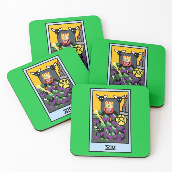 Item preview, Wait, is this pixel art tarot? Green - Minor Arcana 'King of Pentacles' (Design for T-shirt, stickers and other accessories) designed and sold by Pixel Waite.