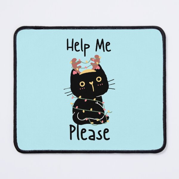 Item preview, Help Me Please with Reindeer Cat Stuck in Christmas Lights designed and sold by quinellie.