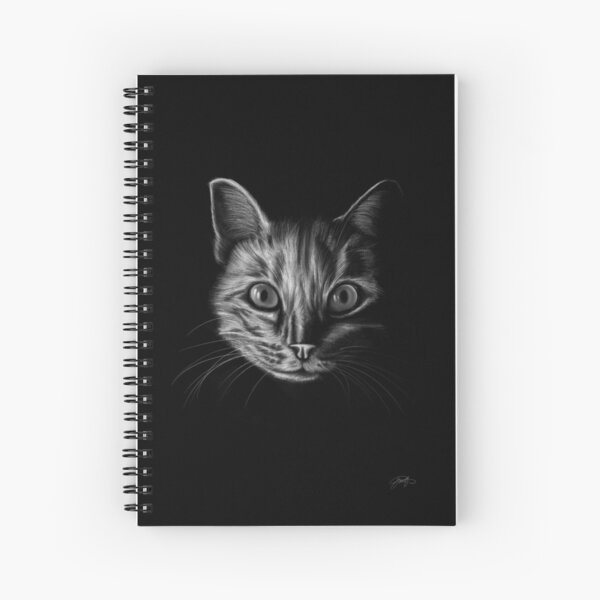 Cat in white pencil Spiral Notebook