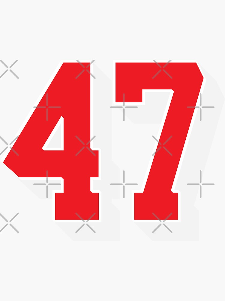 "Jersey Number 47 red" Sticker by jiromie Redbubble