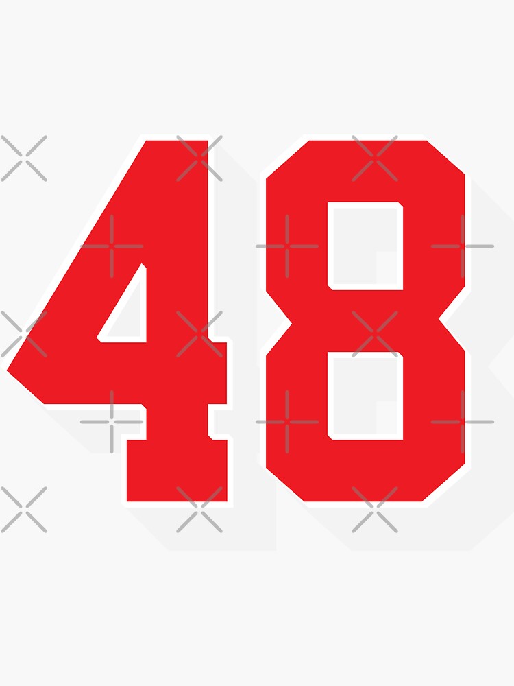 "Jersey Number 48 red" Sticker by jiromie Redbubble