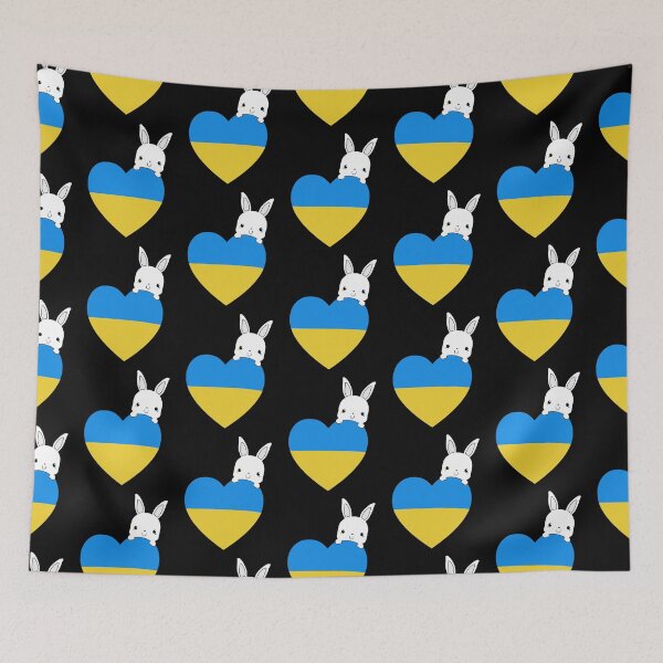 Item preview, Ukrainian bunny with a heart Ukrainian flag (minimalistic) designed and sold by BeRudeShop.