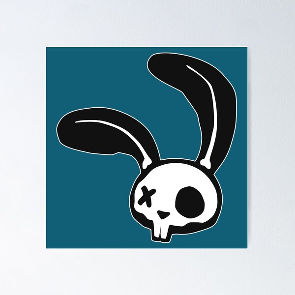 Item preview, Gráfico de calavera de conejito punk en blanco y negro designed and sold by iscaStudioArt.