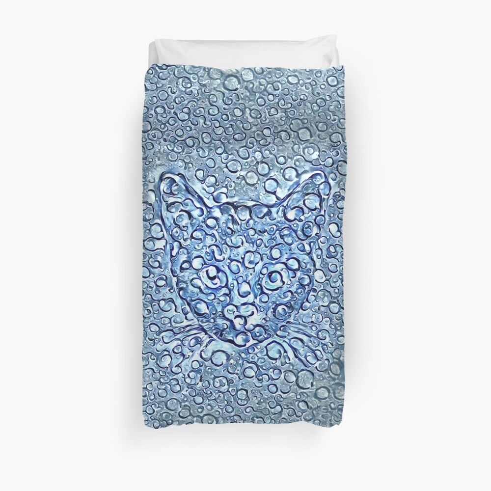 Maritime droplets cat Duvet Cover